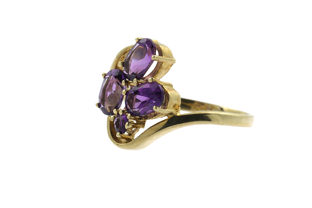 Amethyst 4 Stone Ring 9ct gold Size: L